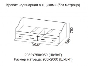 Кровать одинарная с ящиками (Без матраца 0,9*2,0) в Верхнем Тагиле - verhnij-tagil.магазин96.com | фото